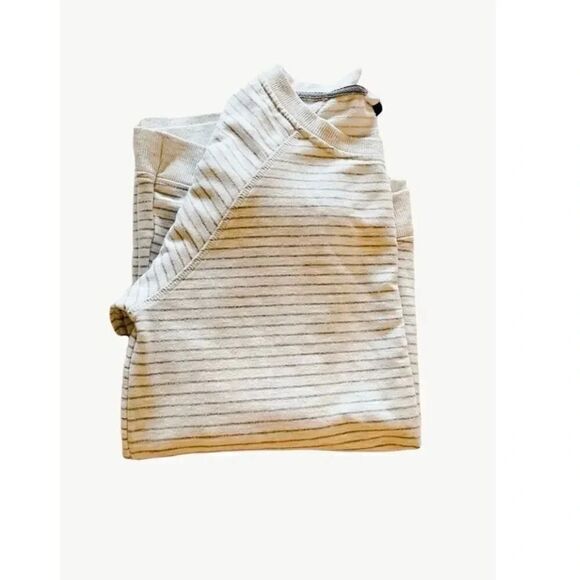 Danskin Womens Criss Cross Pull On Tunic Shirt Sweater Cream Heather/ Gray Strip - Picture 5 of 7